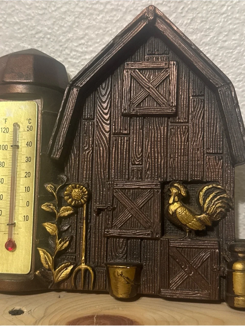 Vintage Miller Studio Country Barn Wall Thermometer Plaque 1980 USA Cottage Core